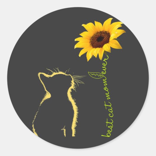 Beste Katze Mama je Sonnenblume Katze Mommy Weihna Runder Aufkleber (Vorderseite)