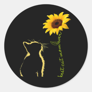 Beste Katze Mama je Sonnenblume Muttertag Geschenk Runder Aufkleber