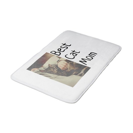 Beste Katze Mama Papa Cat Foto Namensgeschenk Vorl Badematte (Schrägansicht)
