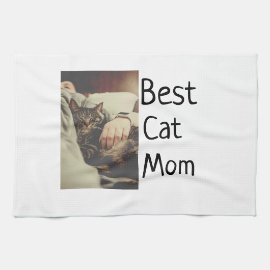 Beste Katze Mama Papa Cat Foto Namensgeschenk Vorl Geschirrtuch (Horizontal)