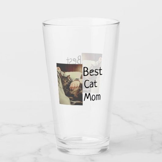 Beste Katze Mama Papa Cat Foto Namensgeschenk Vorl Glas (Vorderseite)