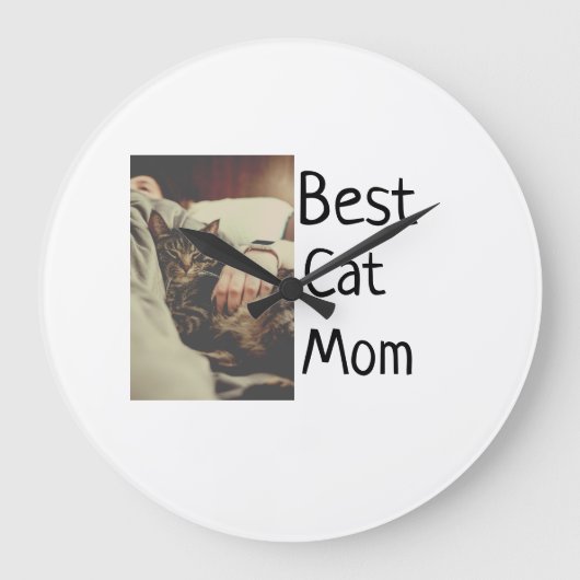 Beste Katze Mama Papa Cat Foto Namensgeschenk Vorl Große Wanduhr (Vorderseite)