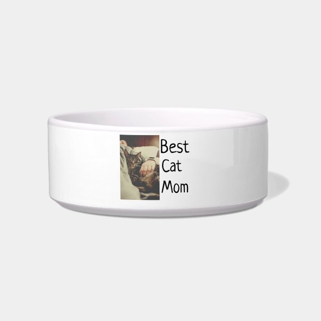 Beste Katze Mama Papa Cat Foto Namensgeschenk Vorl Napf (Vorderseite)