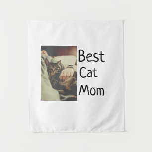 Beste Katze Mama Papa Cat Foto Namensgeschenk Vorl Wandteppich