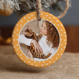 Beste Katze Mama Paw Patten auf Gelbe Katze Name & Keramik Ornament