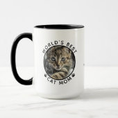 Beste Katze Mama Zwei Fotos Moderne Typografie Tasse (Links)
