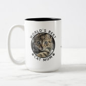Beste Katze Mama Zwei Fotos Moderne Typografie Zweifarbige Tasse (Links)