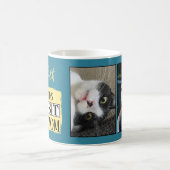 Beste Katze Mutter 2 Foto Name blau gelb Kaffeetasse (Mittel)