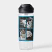 Beste Katze Mutter 4 Foto Name blau gelb Trinkflasche (Rückseite)