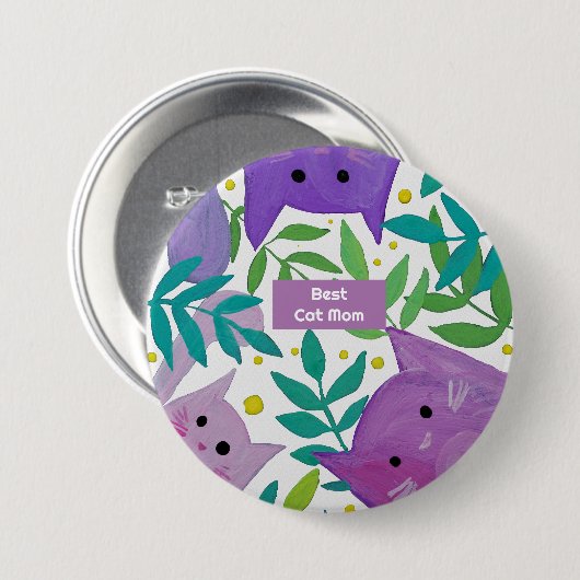Beste Katze Mutter Katzen und Äste Button (Vorne & Hinten)