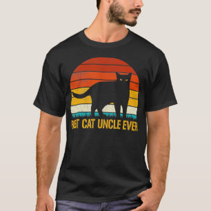 Beste Katze Onkel je Vintag Retro Katze Kätzchen L T-Shirt