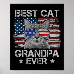 Beste Katze Opa je amerikanische Flagge Patriotisc Poster