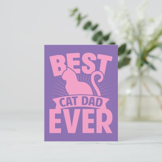 Beste Katze Vater Ever - KatzenSilhouette Postkarte (Stehend Vorderseite)