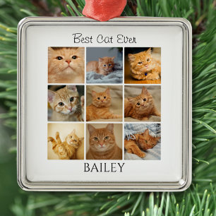 Beste Katzen-Foto-Collage personalisiert Ornament Aus Metall