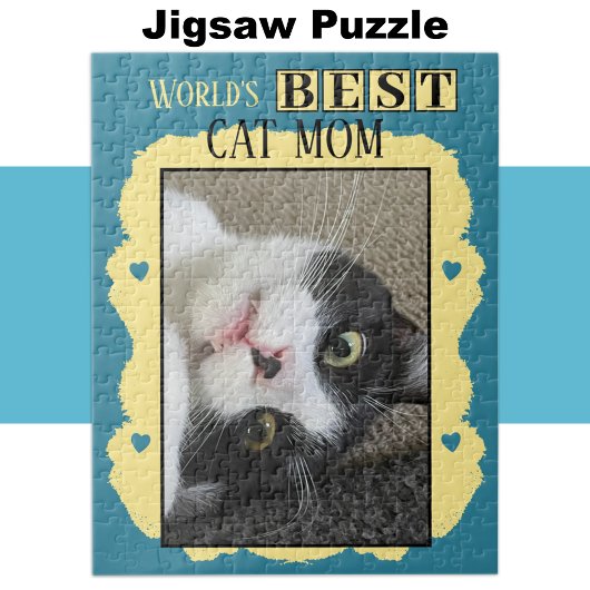 Beste Katzen-Mutter macht Foto blau gelb Puzzle