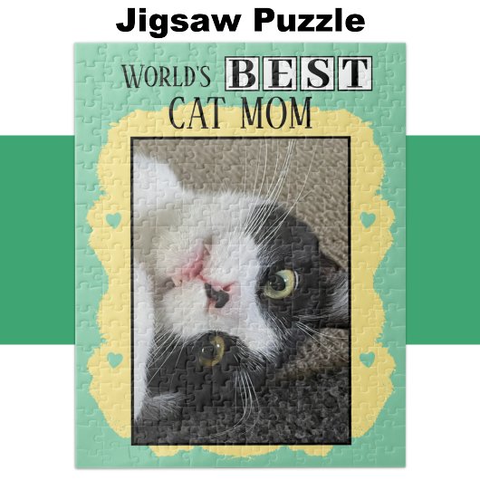 Beste Katzen-Mutter macht Foto grün gelb Puzzle