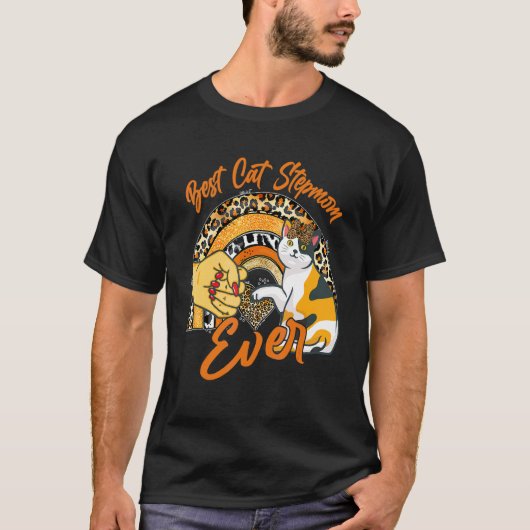 Beste Katzen-Stiefmutter überhaupt  Katze Leopard  T-Shirt (Vorderseite)