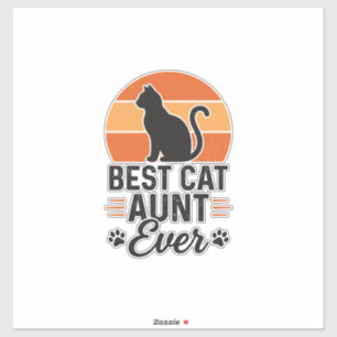 Beste Katzen-Tante überhaupt Vintage-Sonnenunterga Aufkleber