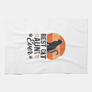 Beste Katzen-Tante überhaupt Vintage-Sonnenunterga Geschirrtuch