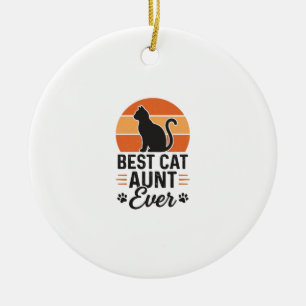 Beste Katzen-Tante überhaupt Vintage-Sonnenunterga Keramik Ornament