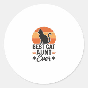 Beste Katzen-Tante überhaupt Vintage-Sonnenunterga Runder Aufkleber
