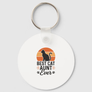 Beste Katzen-Tante überhaupt Vintage-Sonnenunterga Schlüsselanhänger
