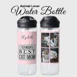 Beste Katzenmutter 4 Foto Name pink grau Trinkflasche<br><div class="desc">Sie suchen das perfekte Geschenk für die weltbeste Katzenmutter? Diese individuell gestaltbare Wasserflasche ist eine gute Wahl! Mit spielerischen Katzendesigns ist es der ideale Weg für alle Tierliebhaber, Hydratie bleibe und dabei ihren Stolz auf die Kätzchen zu zeigen. Tauschen Sie die vier Fotos mit Ihren Lieblings-Schnappschüssen ihrer wütenden Freunde aus...</div>
