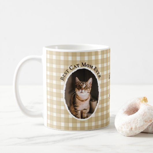 Beste Katzenmutter Aller Zeiten Benutzerdefiniert  Kaffeetasse (Mit Donut)