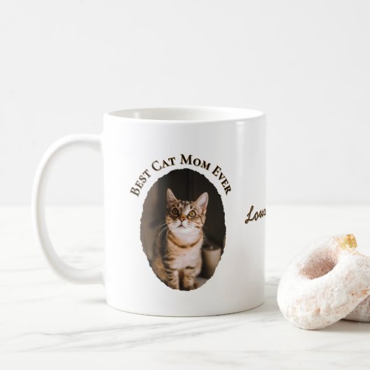 Beste Katzenmutter Aller Zeiten Benutzerdefiniert  Kaffeetasse (Mit Donut)