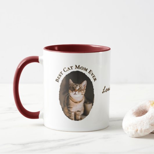 Beste Katzenmutter Aller Zeiten Benutzerdefiniert  Tasse (Mit Donut)
