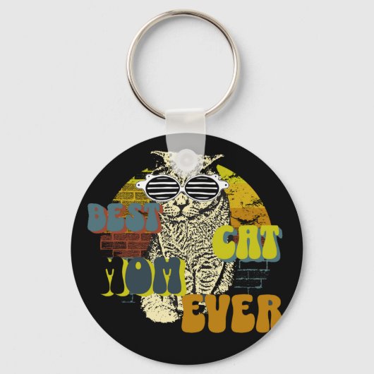 Beste Katzenmutter aller Zeiten, niedlicher Vintag Schlüsselanhänger (Vorderseite)