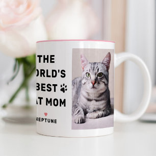 Beste Katzenmutter der Welt Foto Pfotenabdruck Zweifarbige Tasse