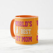 Beste Katzenmutter der Welt Orange und violette Si Tasse (Vorderseite Links)