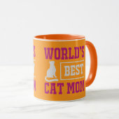 Beste Katzenmutter der Welt Orange und violette Si Tasse (VorderseiteRechts)