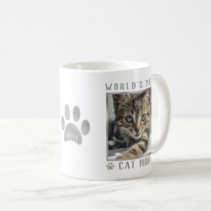 Beste Katzenmutter der Welt Silber Graue Folie Pfo Kaffeetasse