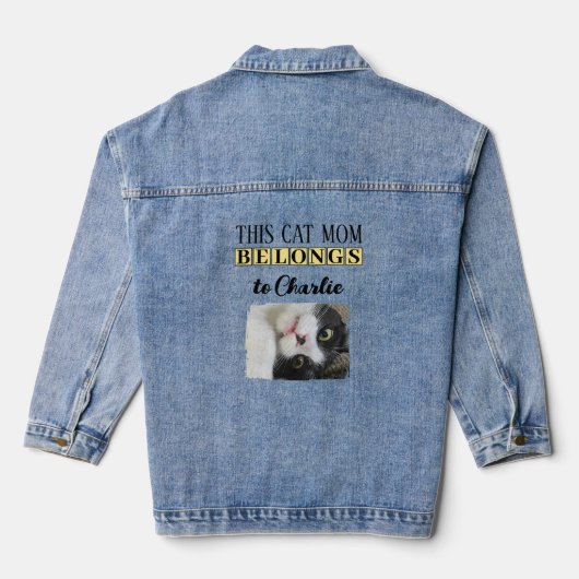 Beste Katzenmutter Foto geben den Namen gelb Jeansjacke (Rückseite)