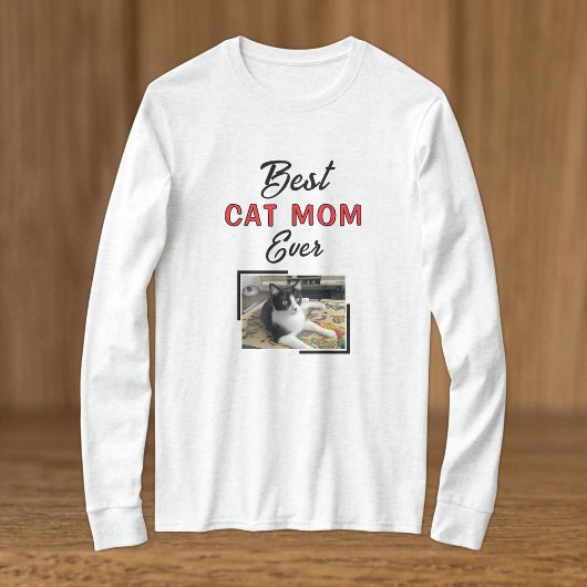 Beste Katzenmutter Foto schwarz rot T-Shirt