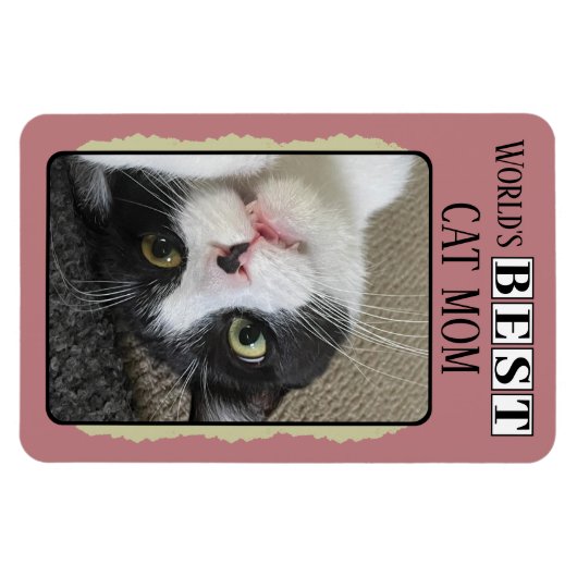 Beste Katzenmutter fügt Foto pink grün hinzu Magnet (Horizontal)