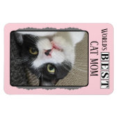 Beste Katzenmutter fügt Foto Rosa Grau hinzu Magnet (Horizontal)