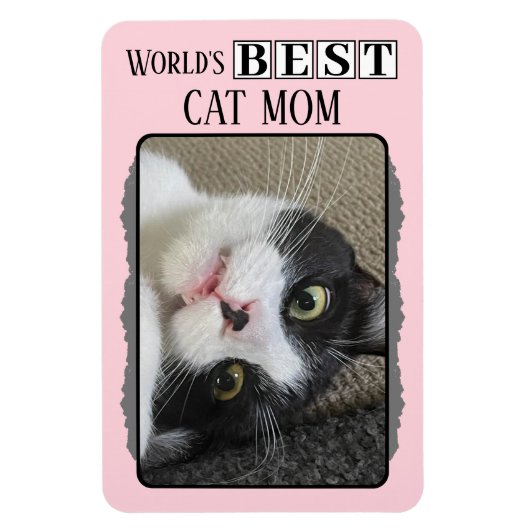 Beste Katzenmutter fügt Foto Rosa Grau hinzu Magnet (Vertikal)