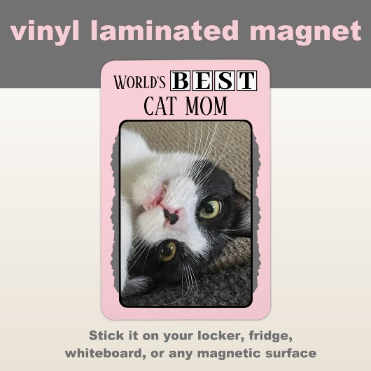 Beste Katzenmutter fügt Foto Rosa Grau hinzu Magnet