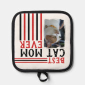 Beste Katzenmutter fügt je Foto Rot hinzu Topflappen (Vorderseite)