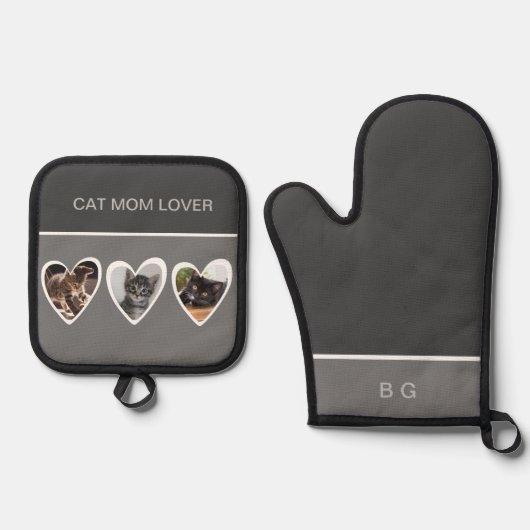 Beste Katzenmutter-Liebhaber und 3 Katzenjäger-Fot Ofenhandschuh & Topflappen-Set (Vorderseite)