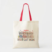 Beste Katzenmutter Lustiger Patchwork Personalisie Tragetasche (Vorne)