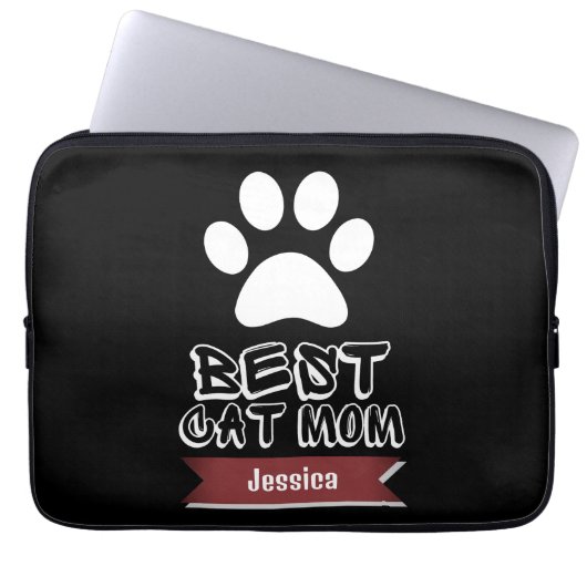 Beste Katzenmutter, Mama Mama personalisieren Name Laptopschutzhülle (Vorderseite)