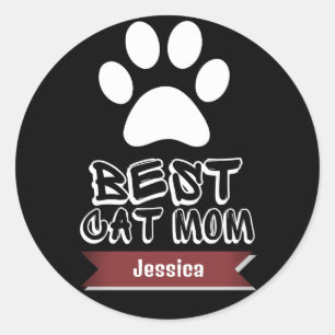 Beste Katzenmutter, Mama Mama personalisieren Name Runder Aufkleber