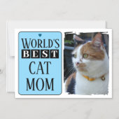 Beste Katzenmutter oder Papa Foto blaue Magnetkart Magneteinladung (Vorderseite)