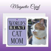 Beste Katzenmutter oder Papa Foto lila Magnetkarte Magneteinladung