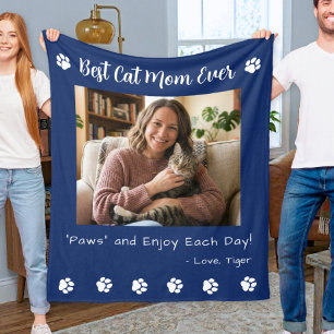 Beste Katzenmutter Pfoten Blau Haustier Foto Fleecedecke