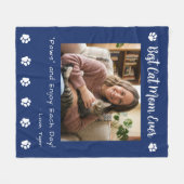 Beste Katzenmutter Pfoten Blau Haustier Foto Fleecedecke (Vorderseite (Horizontal))